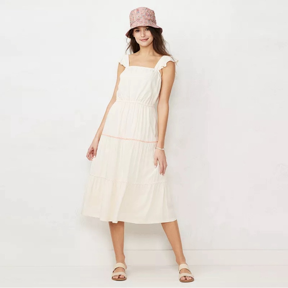 LC Lauren Conrad Tiered Pinafore Dress, Small